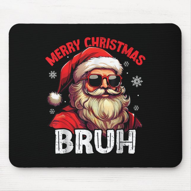 Alfombrilla De Ratón Merry Christmas Bruh Funny Santa Claus Retro Men W (Frente)
