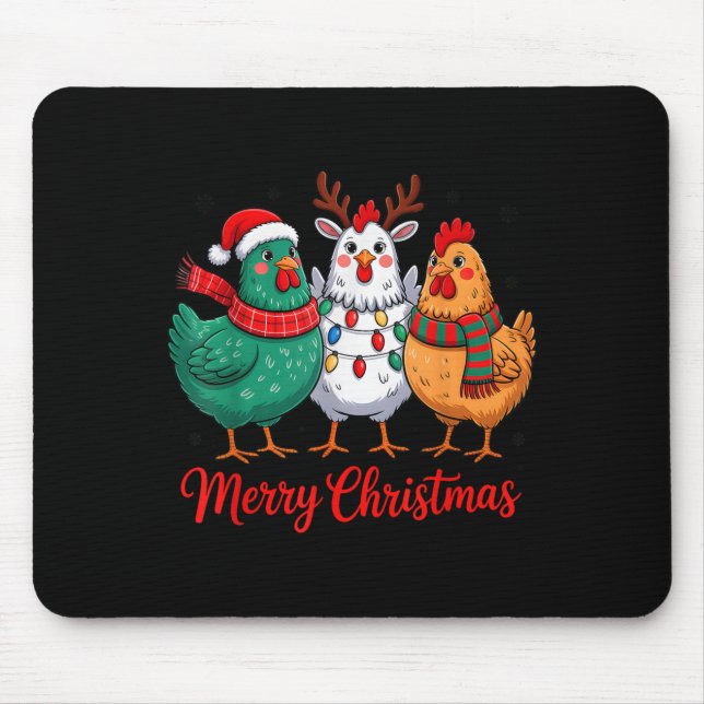 Alfombrilla De Ratón Merry Christmas Chicken Farmer Animal Santa Hat Xm (Frente)