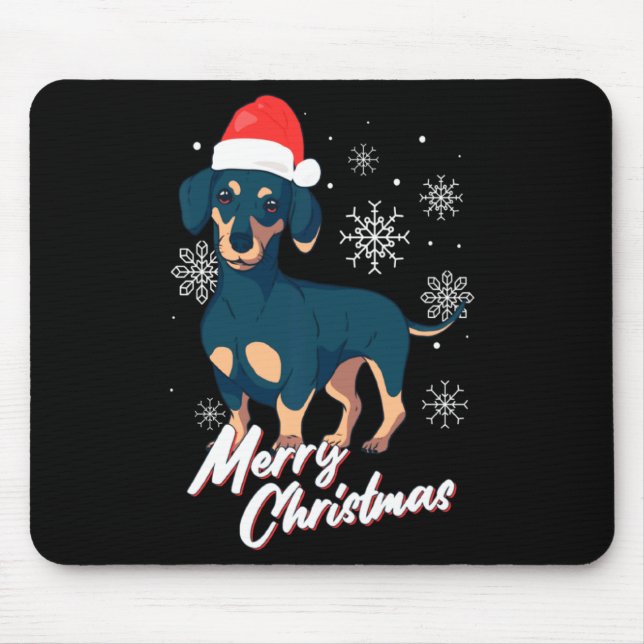 Alfombrilla De Ratón Merry Christmas Dachshund Santa Claus Xmas New Yea (Frente)