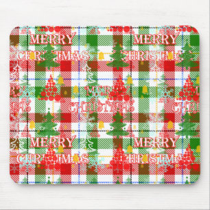 Alfombrilla De Ratón Merry Christmas Decorated Plaid Tartán