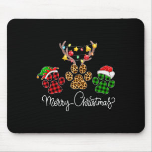 Alfombrilla De Ratón Merry Christmas Dog Paws Luce Búfalo Tapado y