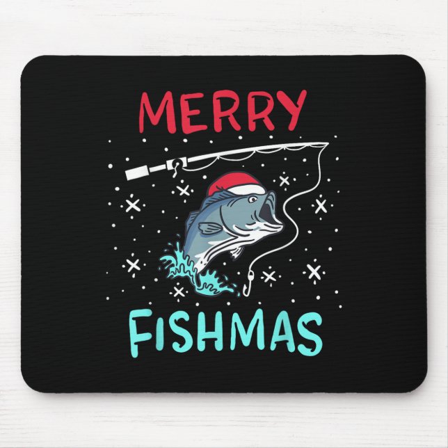 Alfombrilla De Ratón Merry Christmas Fishmas Funny Fishing Fish Gift Pr (Frente)