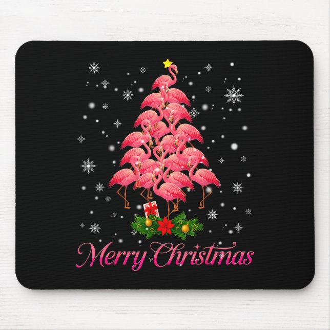Alfombrilla De Ratón Merry Christmas Flamingo Snowflake Tree Xmas Men W (Frente)