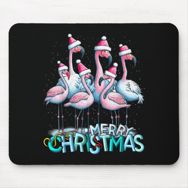 Alfombrilla De Ratón Merry Christmas Flamingo Squad Trocal Style  (Frente)