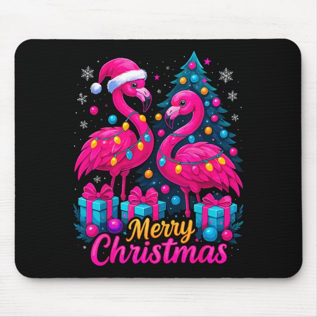 Alfombrilla De Ratón Merry Christmas Flamingo Xmas  (Frente)