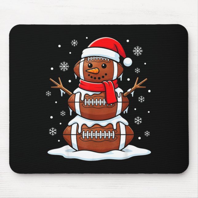 Alfombrilla De Ratón Merry Christmas Football Snowman Holiday Srts Xmas (Frente)