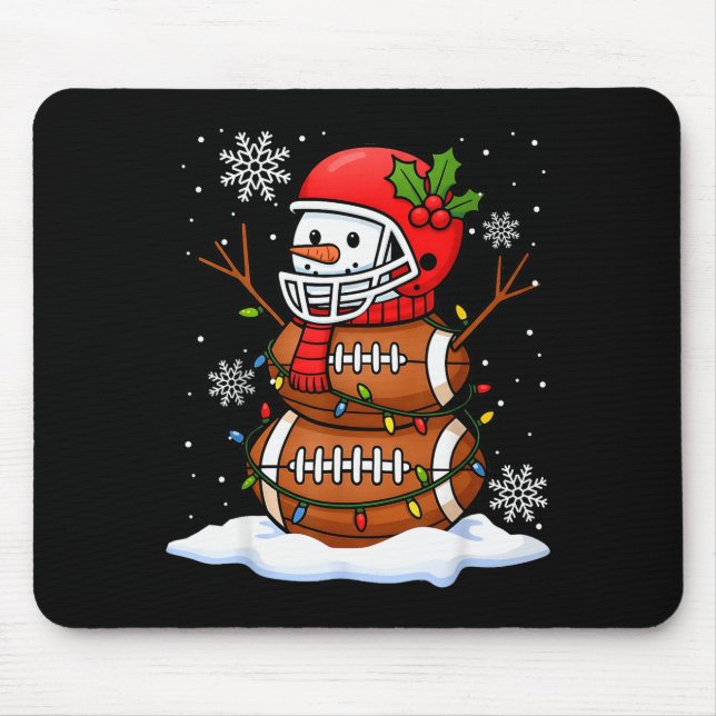 Alfombrilla De Ratón Merry Christmas Football Snowman Holiday Srts Xmas (Frente)