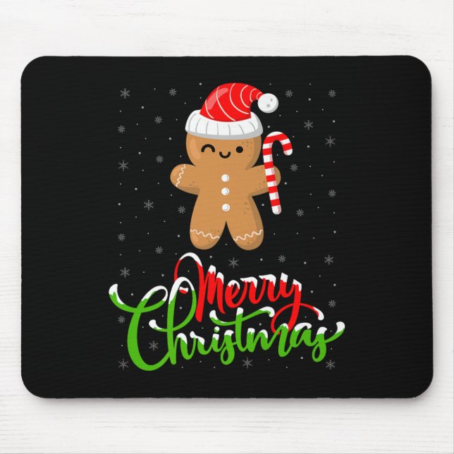 Alfombrilla De Ratón Merry Christmas Funny Gingerbread Cookie Baking Ch (Frente)