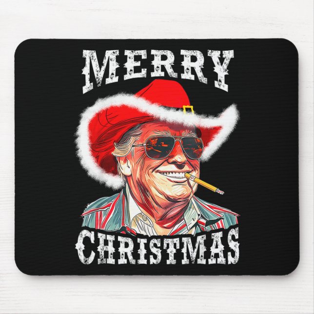 Alfombrilla De Ratón Merry Christmas Funny Trump Western Cowboy Matchin (Frente)