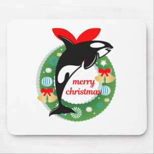 Alfombrilla De Ratón merry christmas killer whale