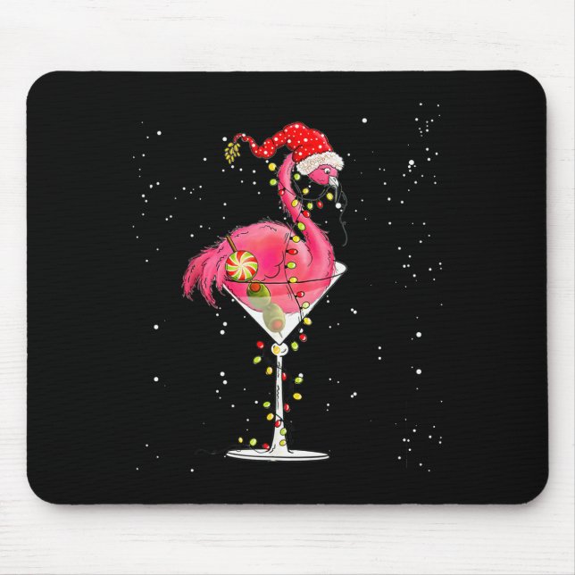 Alfombrilla De Ratón Merry Christmas Nk Flamingo Wine Drinking Lights X (Frente)