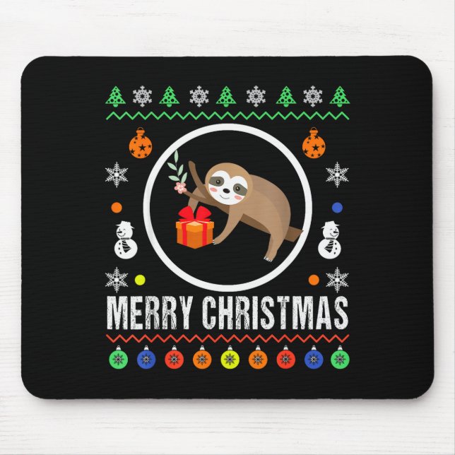 Alfombrilla De Ratón Merry Christmas Sloth Ugly Sweater Xmas Knit Sloth (Frente)