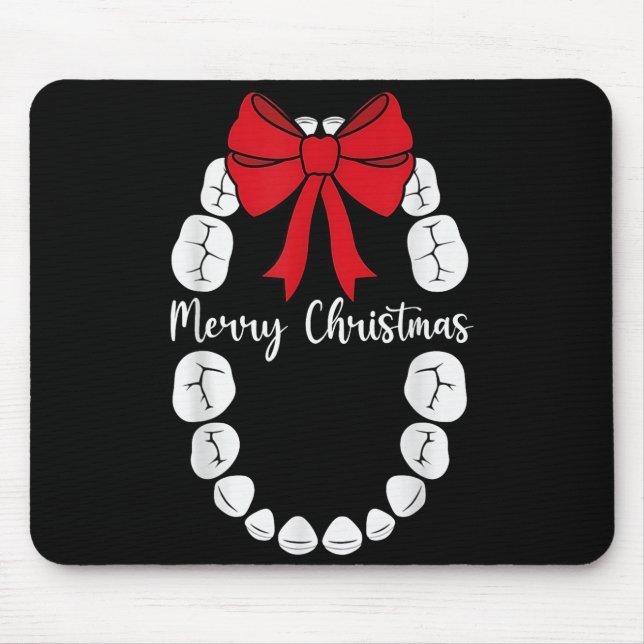 Alfombrilla De Ratón Merry Christmas Teeth Wreath Dental Christmas Shir (Frente)