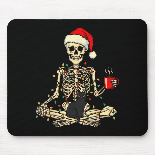 Alfombrilla De Ratón Merry Christmas Xmas Skull Skeleton Funny Matching (Frente)
