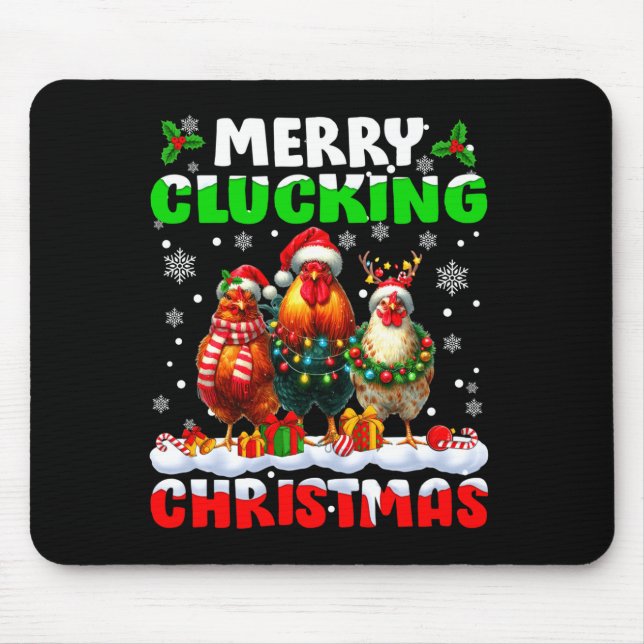 Alfombrilla De Ratón Merry Clucking Christmas Funny Chicken Santa Hat X (Frente)