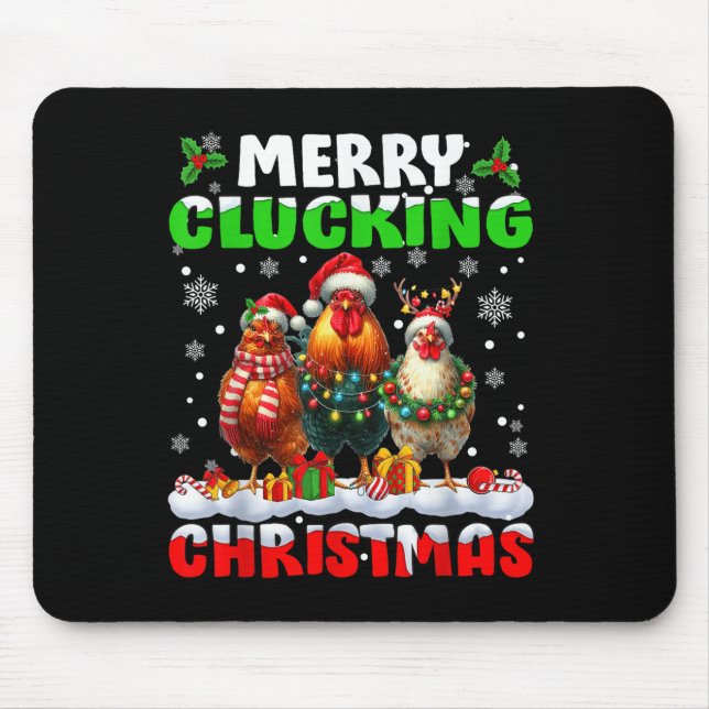 Alfombrilla De Ratón Merry Clucking Christmas Funny Chicken Santa Hat X (Frente)