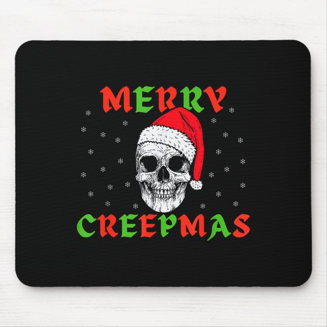 Alfombrilla De Ratón Merry Creepmas Gothic Christmas Skeleton Skull In  (Frente)