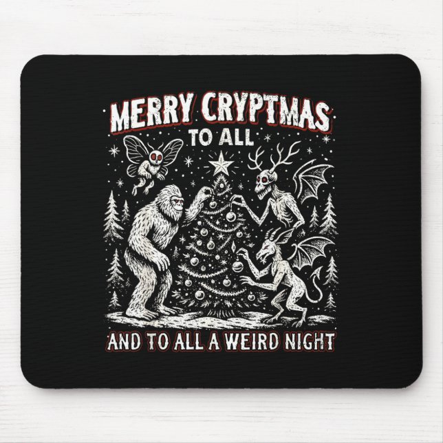 Alfombrilla De Ratón Merry Cryptmas Weird Night Cryptid Holiday Art  (Frente)
