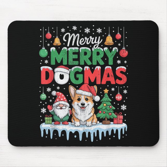 Alfombrilla De Ratón Merry Dogmas Funny Dog Santa Hat Christmas Xmas  (Frente)
