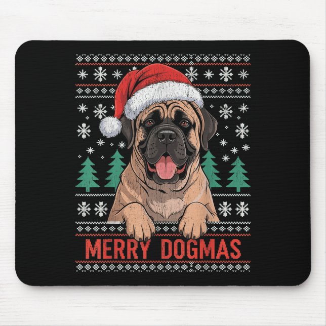 Alfombrilla De Ratón Merry Dogmas Funny Dog Santa Hat Christmas Xmas  (Frente)