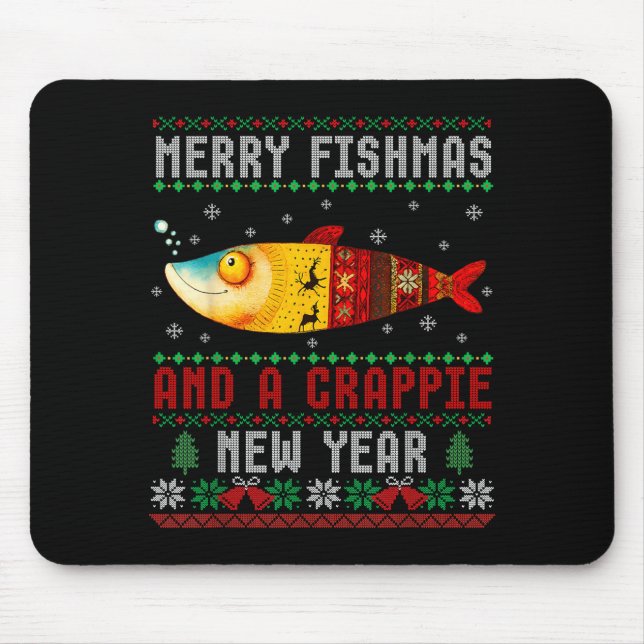 Alfombrilla De Ratón Merry Fishmas And A Crape New Year Ugly Fisherman  (Frente)