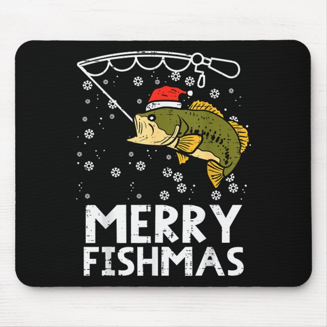 Alfombrilla De Ratón Merry Fishmas Fish Fishing Xmas Christmas Dad Men  (Frente)