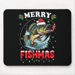 Alfombrilla De Ratón Merry Fishmas Fish Funny Pescadores Navidades Papá