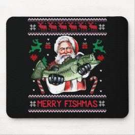Alfombrilla De Ratón Merry Fishmas Santa Fishing Navidades feos suéter