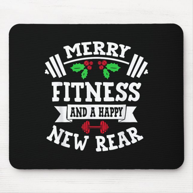 Alfombrilla De Ratón Merry Fitness And A Happy New Rear Funny Holidays  (Frente)