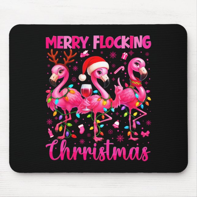 Alfombrilla De Ratón Merry Flocking Christmas Flamingo Drink Pjs Xmas M (Frente)