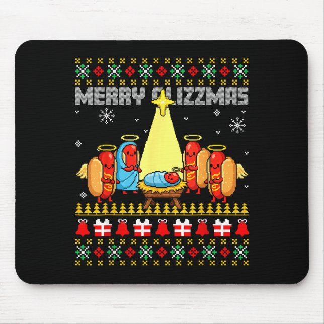 Alfombrilla De Ratón Merry Glizzmas Ugly Christmas Sweaters Hot Dogs Xm (Frente)