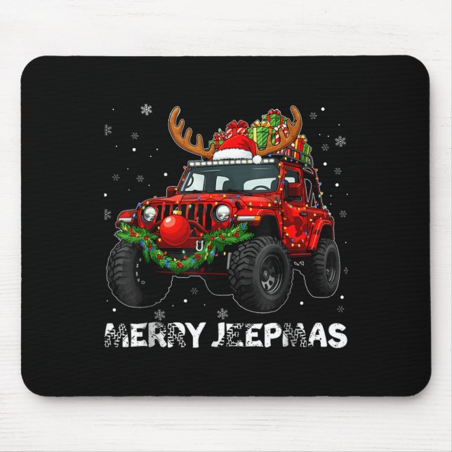 Alfombrilla De Ratón Merry Jeepmas Ugly Light Reindeer Christmas  (Frente)
