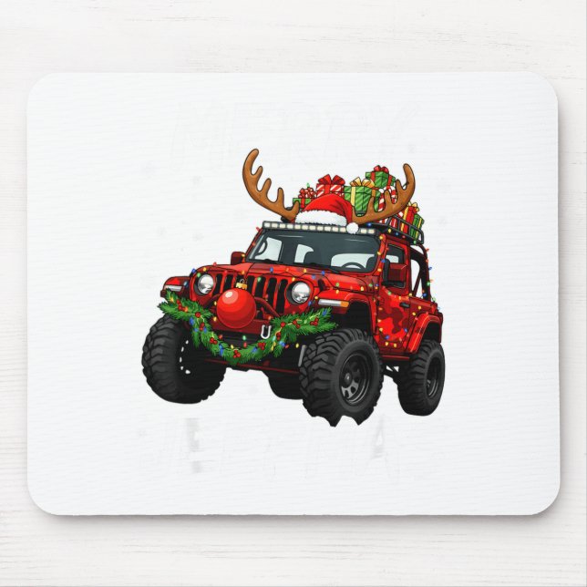 Alfombrilla De Ratón Merry Jeepmas Ugly Light Reindeer Christmas Funny  (Frente)
