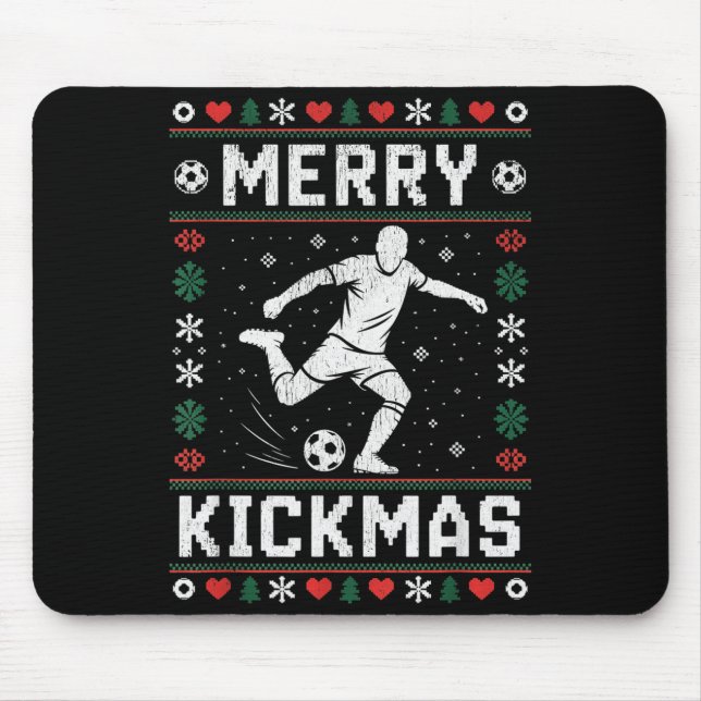 Alfombrilla De Ratón Merry Kickmas Funny Christmas Soccer Xmas  (Frente)
