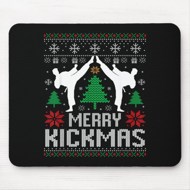 Alfombrilla De Ratón Merry Kickmas Karate Jiu Jitsu Ugly Christmas Xmas (Frente)