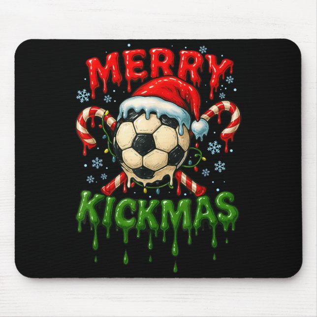 Alfombrilla De Ratón Merry Kickmas Soccer Christmas Candy Cane Ice Crea (Frente)