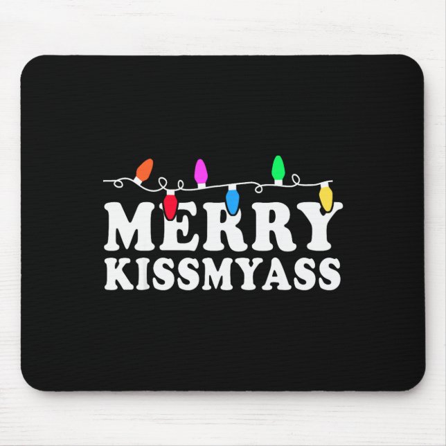Alfombrilla De Ratón Merry Kissmy Shirt - Inappropriate Christmas Shirt (Frente)