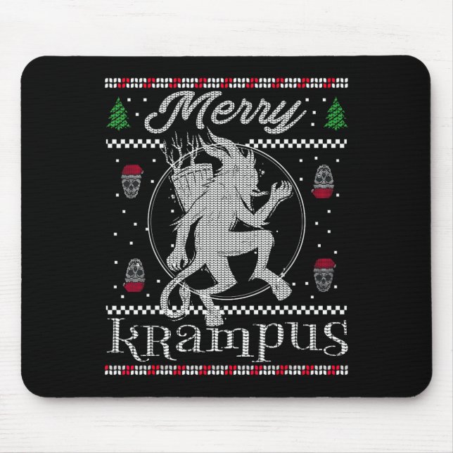 Alfombrilla De Ratón Merry Krampus Christmas Xmas Horror Ugly Sweater E (Frente)