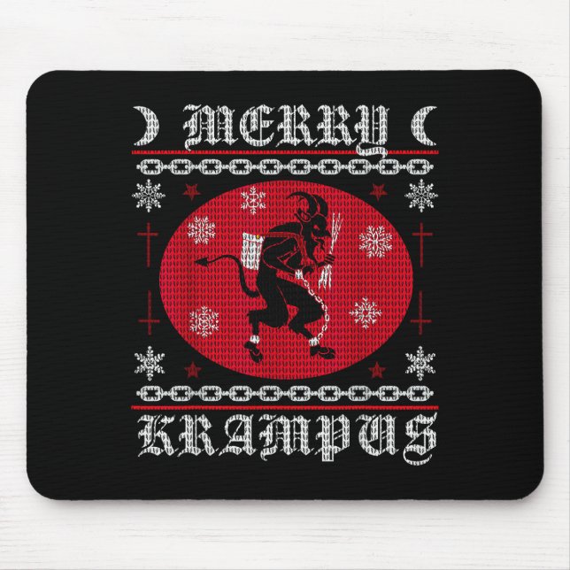 Alfombrilla De Ratón Merry Krampus. Goth Christmas Ugly Sweater. Krampu (Frente)