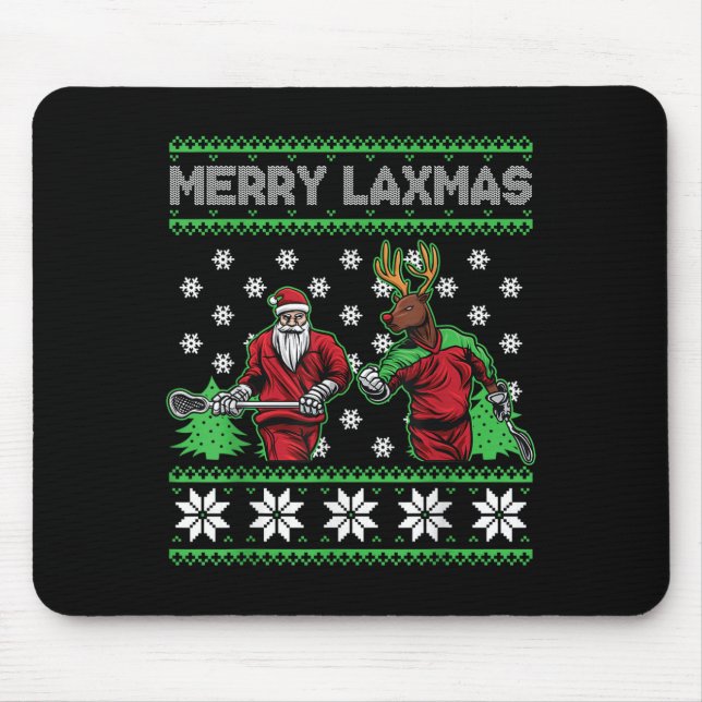 Alfombrilla De Ratón Merry Laxmas Funny Christmas Lacrosse Player Holid (Frente)