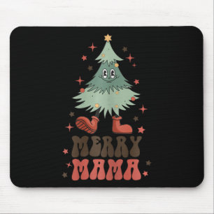 Alfombrilla De Ratón Merry Mama Retro Árbol de Navidad Face Groovy Matc