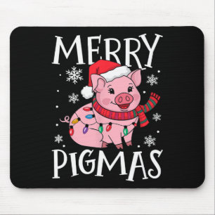 Alfombrilla De Ratón Merry Pigmas Graciosos Navidades de Cerdo Santa Pi