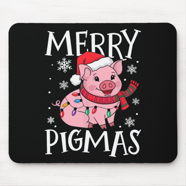 Alfombrilla De Ratón Merry Pigmas Graciosos Navidades de Cerdo Santa Pi (Frente)