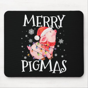 Alfombrilla De Ratón Merry Pigmas Navidades divertidos de cerdo alumbra