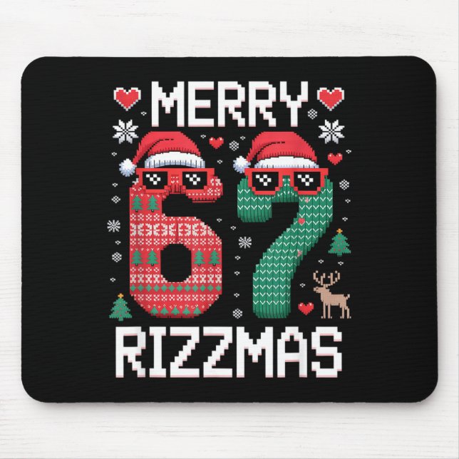 Alfombrilla De Ratón Merry Rizzmas 67 Knitted Sweater Sungles Funny  (Frente)