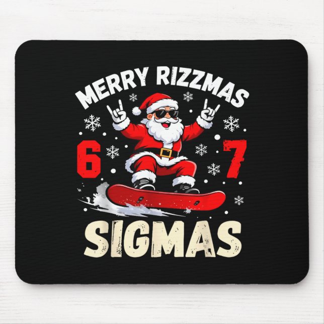 Alfombrilla De Ratón Merry Rizzmas Sigmas Santa 67 Six Seven  (Frente)