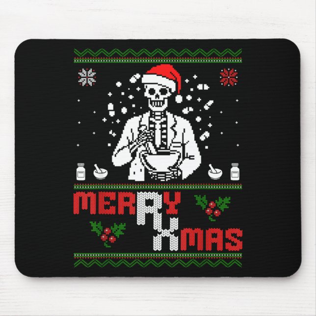Alfombrilla De Ratón Merry Rx Mas Skeleton Pharmacist Pharmacy Tech Ugl (Frente)