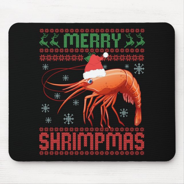 Alfombrilla De Ratón Merry Shrimpmas Funny Shrimp Ugly Christmas Sweate (Frente)