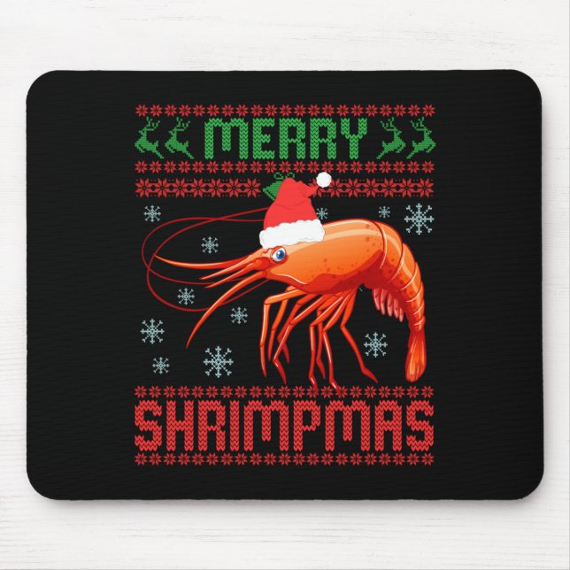 Alfombrilla De Ratón Merry Shrimpmas Funny Shrimp Ugly Christmas Sweate (Frente)