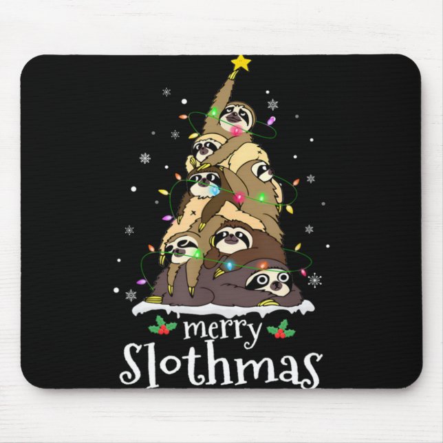 Alfombrilla De Ratón Merry Slothmas Cute Xmas Sloth Santa Hat Christmas (Frente)